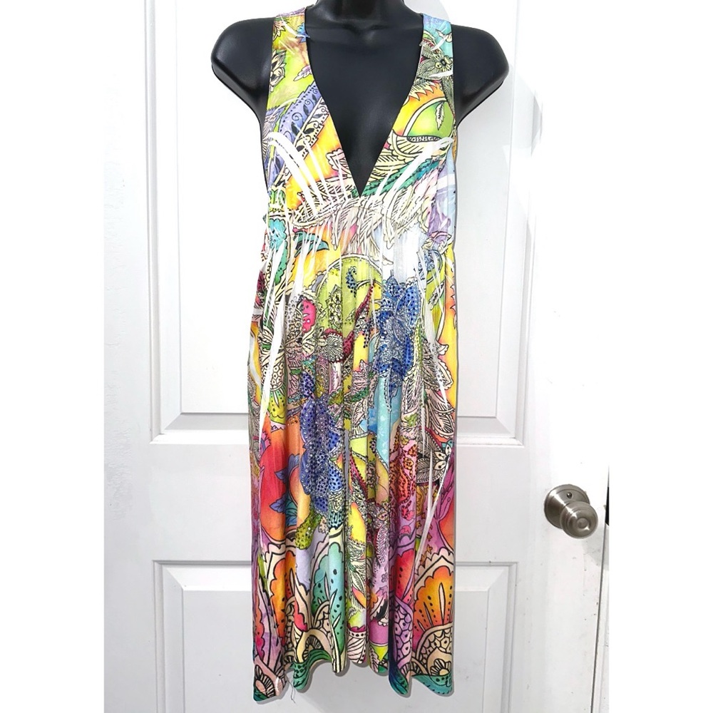 S-12, S-Twelve Yellow Colorful dress with lots of embellished rhinestones